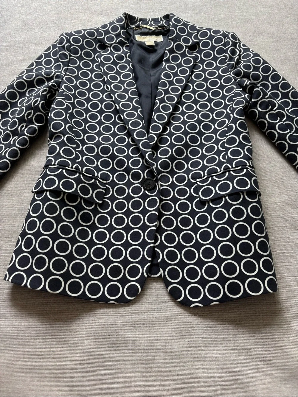 Michael Kors navy geometric work office professional tailored blazer size 0
